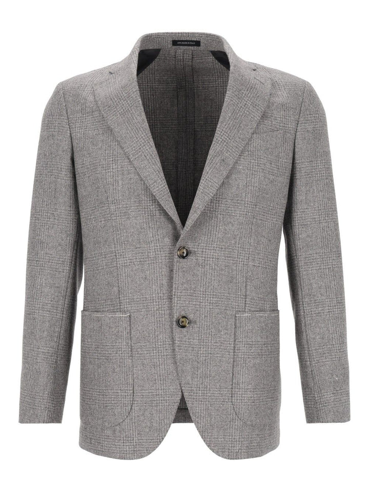 Al Duca D'Aosta Unlined Prince Of Wales Fusion Blazer Jackets - Grey | e95161d3f955c9ff3fe512217f008ff6a5d9ab6b