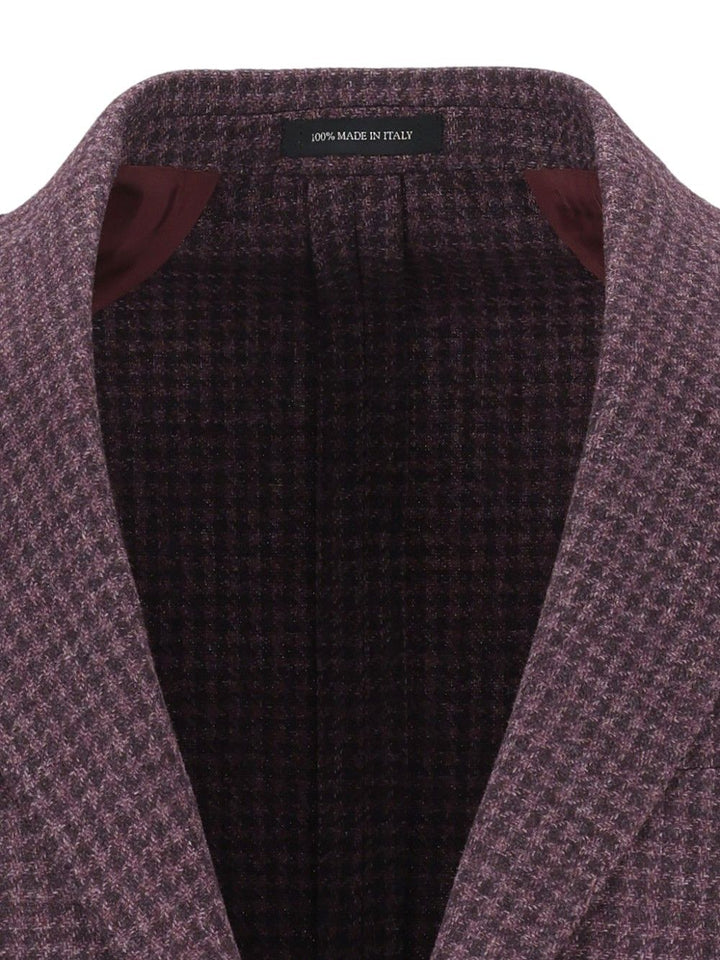 Al Duca D'Aosta Unlined Houndstooth Blazer Jackets - Bordeaux | f27ecadbcaf43914d1aed759a26fcbae2d2e5b35