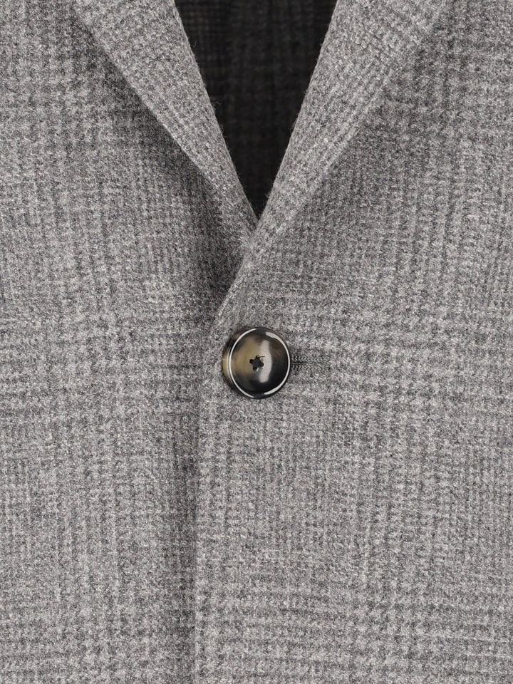 Al Duca D'Aosta Unlined Prince Of Wales Fusion Blazer Jackets - Grey | f1feafcb4221a3a01638a1e0194f789ce17ae5c8