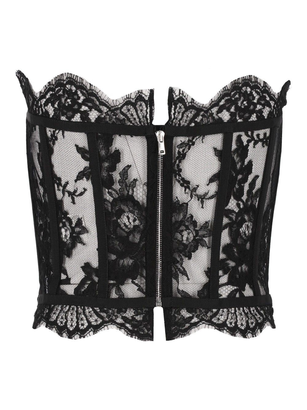 Dolce & Gabbana Chantilly Lace Bustier Tops - Black | c084177a891bbbea587f194b87f8e3036b640546