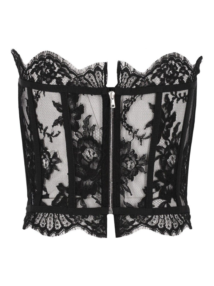 Dolce & Gabbana Chantilly Lace Bustier Tops - Black | c084177a891bbbea587f194b87f8e3036b640546
