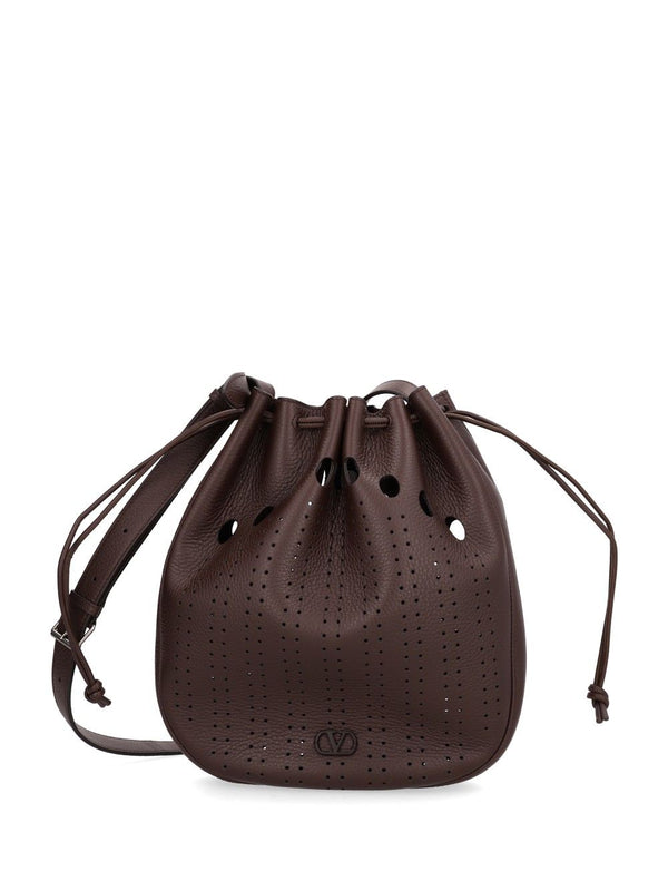 Satchel Drawstring | Antibes | Holed Soft Deer Calf Crossbody Bags Brown