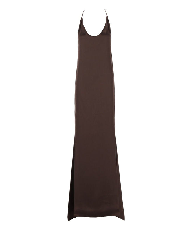 Long Silk Evening Dress Dresses Brown
