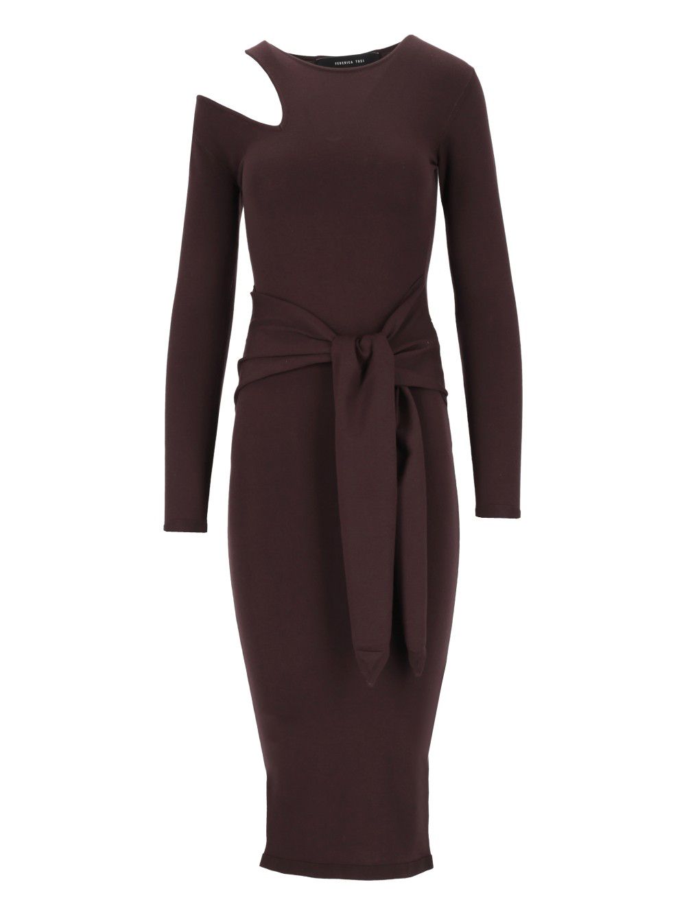 Federica Tosi Abito Midi Spalla Cut Off In Viscosa Dresses - Brown | 6dd9c833e7bb356a4c4ed103e1df799e0df5df40