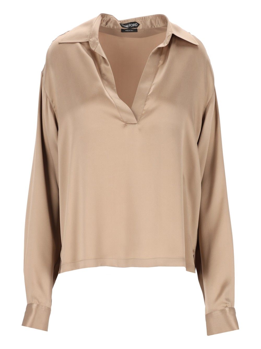 Tom Ford Peach-Feel Silk Satin Polo Shirts - Beige | ad1ee6395aa288be316dd57c4a0a99a44fbd9653