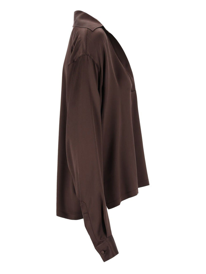 Tom Ford Peach-Feel Silk Satin Polo Shirts - Brown | d07749a0d5aecef748ba1247aab85279ad691163