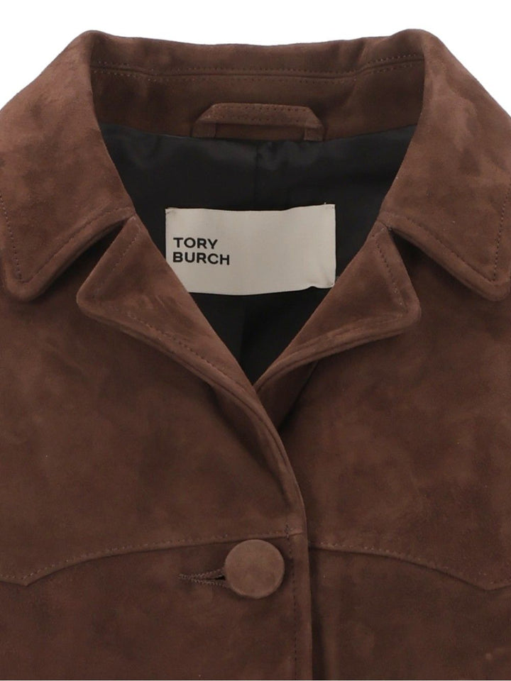 Tory Burch Suede Blazer Jackets - Brown | cb53919239d17f5c5230da4a266a4fa55fdfef24