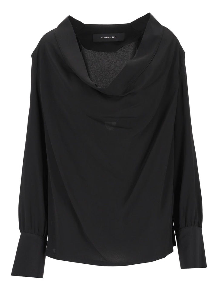 Federica Tosi Blusa Scollatura Morbida E Profonda  Misto Seta Tops - Black | f5a977494059f0ef08fe8463ddb7b22f77785db0