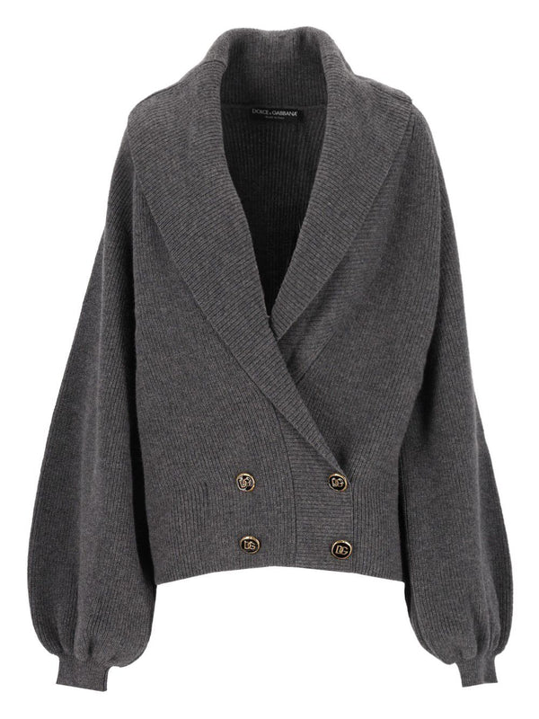 Cardigan Collo A Scialle Knitwear Grey