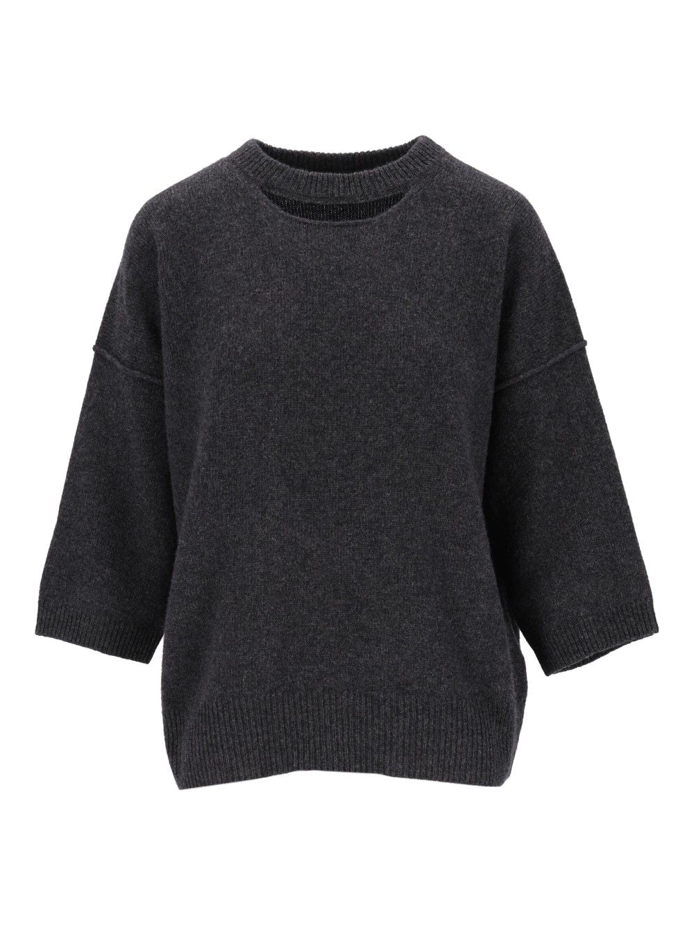 Federica Tosi Maglia Girocollo Con Apertura Maniche 3/4 - 70% Lana 30% Cashmere Knitwear - Grey | 26ac7823b58b826c4f6fb262e75cd3ce284e5d32