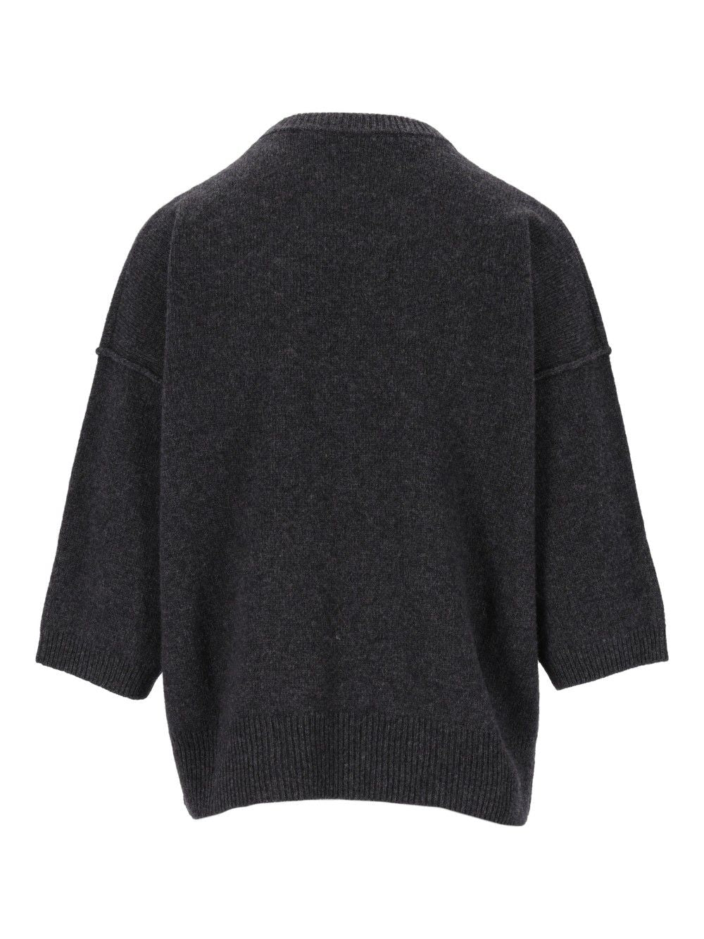 Federica Tosi Maglia Girocollo Con Apertura Maniche 3/4 - 70% Lana 30% Cashmere Knitwear - Grey | 2299b4095baa2a46b0a8db97c9fc725a5530bdf6