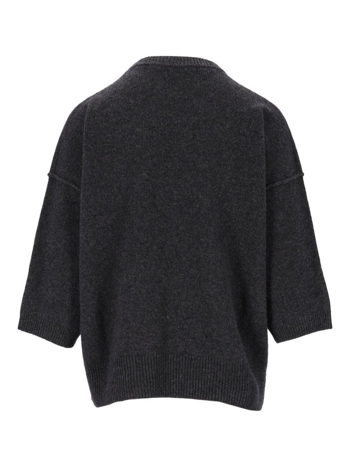 Federica Tosi Maglia Girocollo Con Apertura Maniche 3/4 - 70% Lana 30% Cashmere Knitwear - Grey | 2299b4095baa2a46b0a8db97c9fc725a5530bdf6