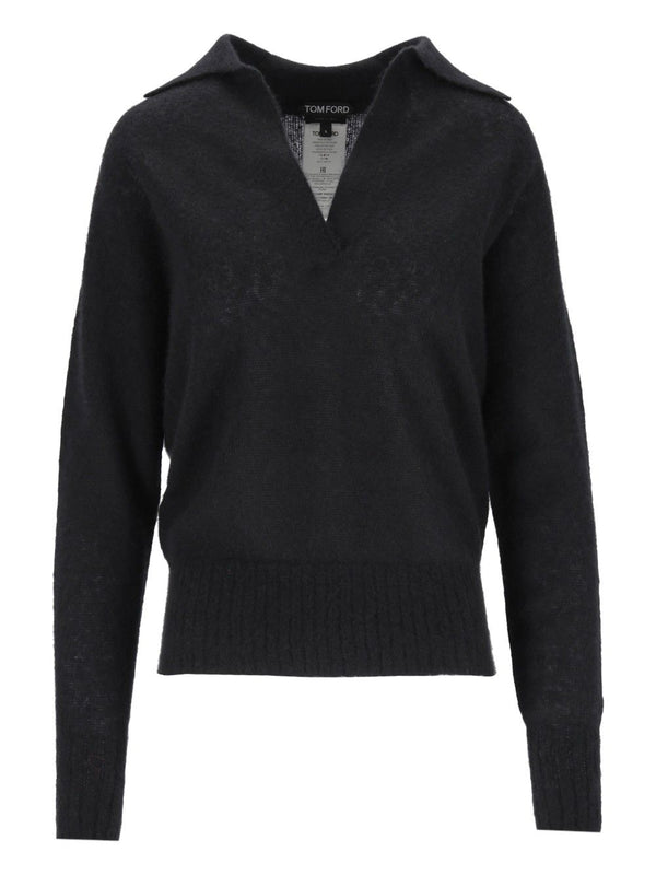 Seamless Ultrasoft Cashmere Silk - 5gg & 6gg Polo Knitwear Black