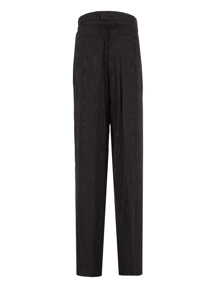 Dries Van Noten High-Waisted  Moiré Motif Trousers - Black | 7609a1dffa087c170f612eeda60cbfcb5a75b3d4