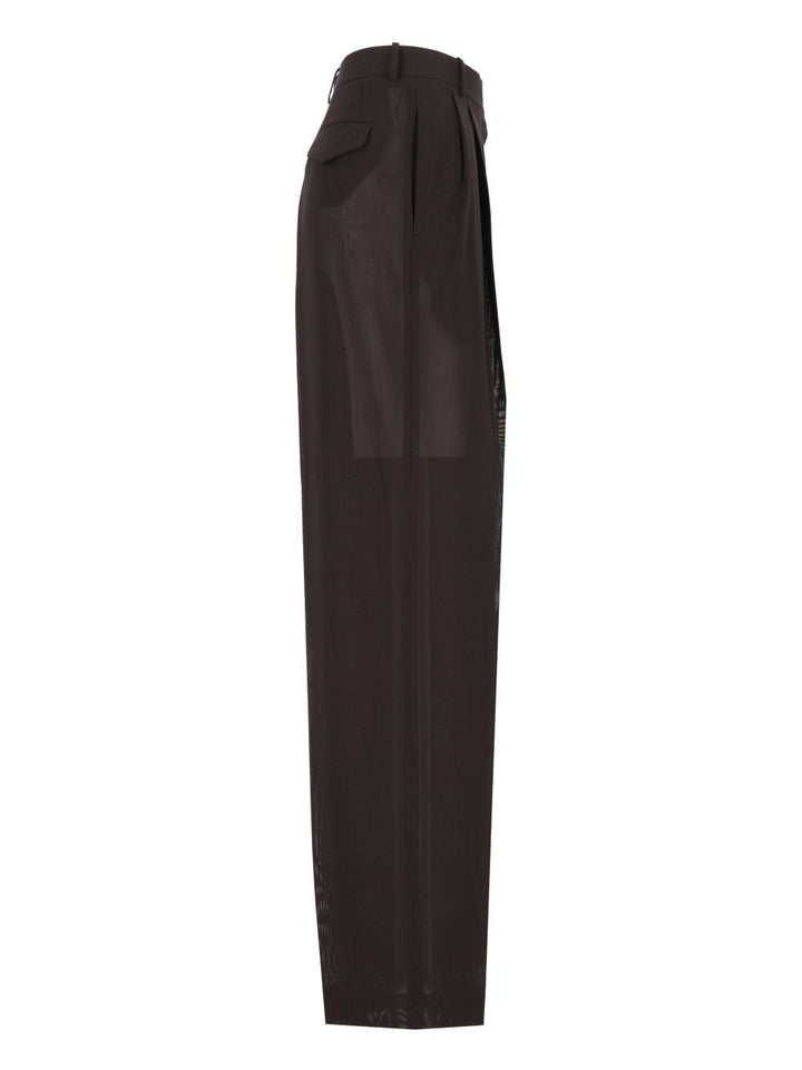 Tom Ford Light Virgin Wool Tailored Wide Leg Pleated Straight Pants Trousers - Brown | 85bc4b8faa06754ae2804ac9406dcbe48c7c35d0