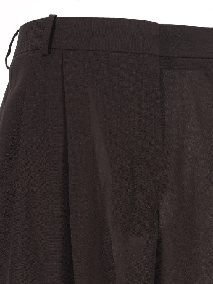 Tom Ford Light Virgin Wool Tailored Wide Leg Pleated Straight Pants Trousers - Brown | f95e508aaeecc4bc6319ddc3c4d272963f3bd00e