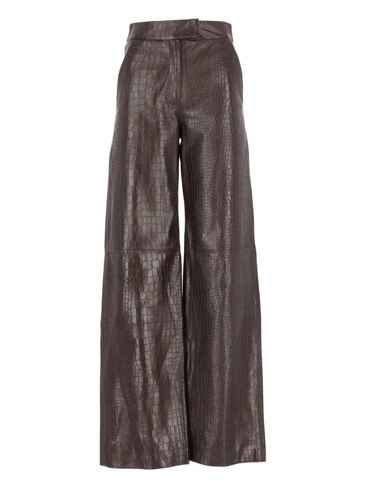 Federica Tosi Pantalone 100% Pelle Stampa Cocco Trousers - Brown | 0c831a9213b093ad24fe1104c0139e5c9e64de06