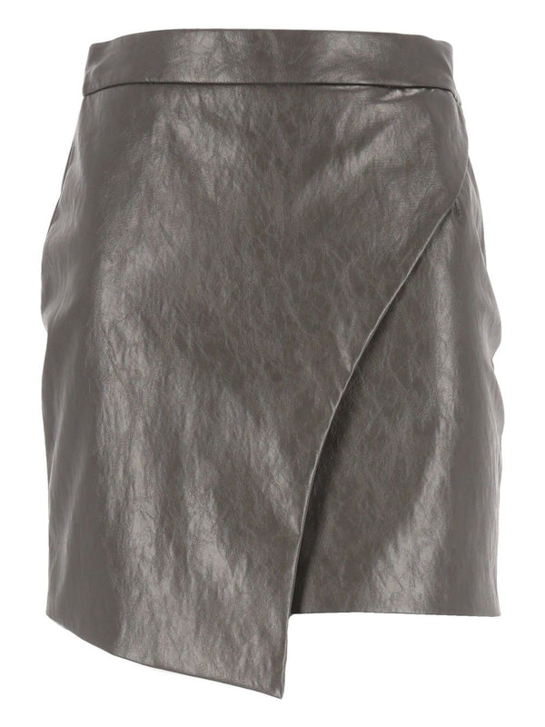 Minigonna Asimmetrica Pelle Metallo Skirts Grey