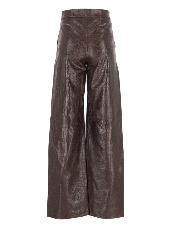 Federica Tosi Pantalone 100% Pelle Stampa Cocco Trousers - Brown | d749bbf712175b9be4aa0245d16a4b94804f955b