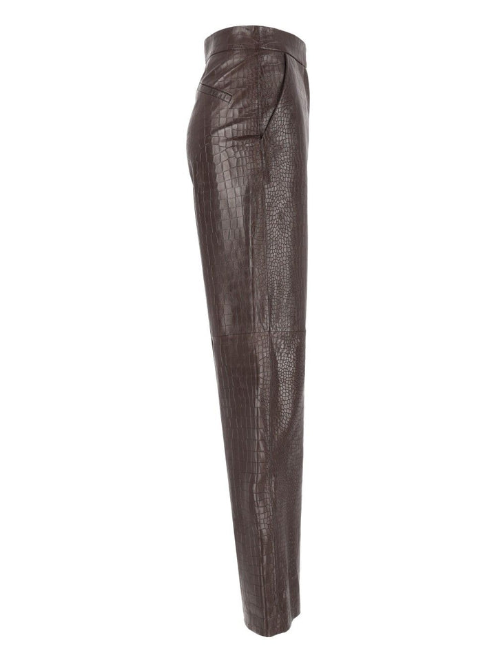 Federica Tosi Pantalone 100% Pelle Stampa Cocco Trousers - Brown | 0e52411942a1065fe18f5038aa879534587d3da6