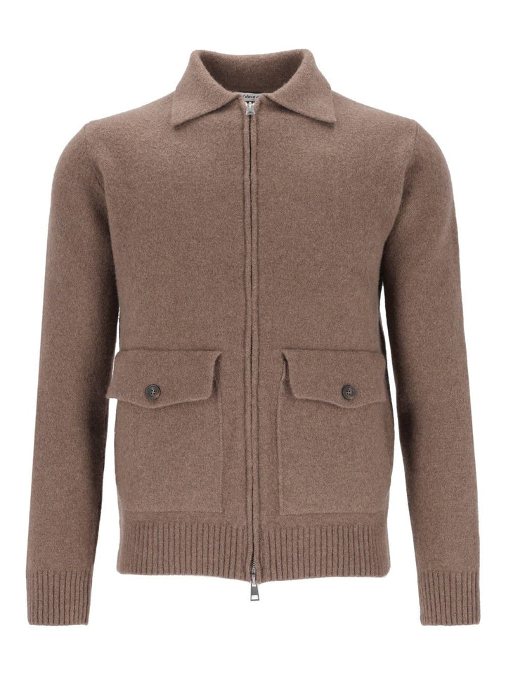 Al Duca D'Aosta Cardigan Zip 2 Tasche 93 Lana 6 Pa 1 Elastan Knitwear - Brown | 3d4254fded2dc5130807956ee063b9c2b6bcf0b8