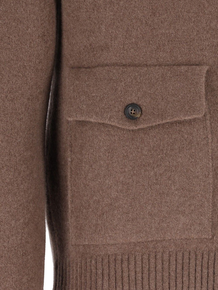Al Duca D'Aosta Cardigan Zip 2 Tasche 93 Lana 6 Pa 1 Elastan Knitwear - Brown | 57faf568ab3bf8275da676cec36c1716dae8ba2d