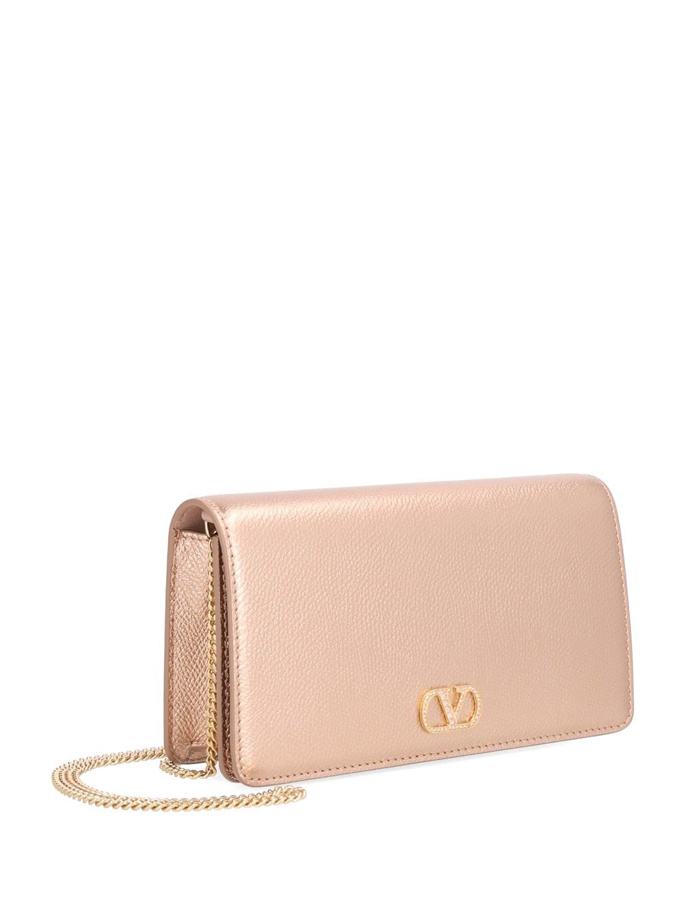 Valentino Garavani Vlogo Signature Mini Bag Vit.Soft Grain Lam./A.Light Gold-Strass Handbags - Rose | 0d1bf5b6db035edd11d86b996b5d8e5905d9c9f3