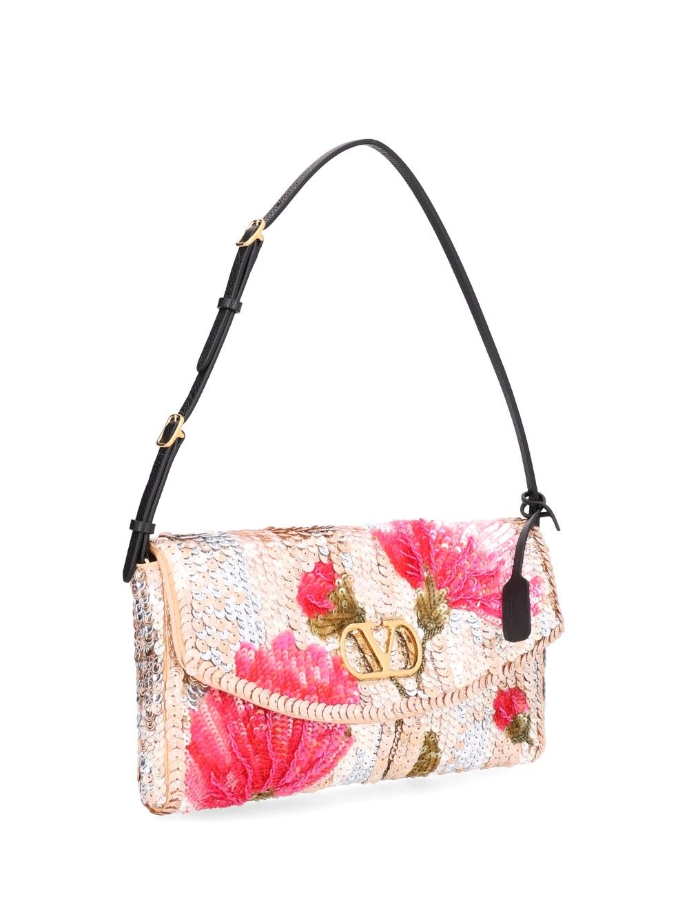 Valentino Garavani Devain Small Shoulder Bag Ric.Sequins Tulip/Vit.Soft Grain L./L.Go Shoulder Bags - Multicolor | 06b5cedc14616a686882fefa795ad675e6284336