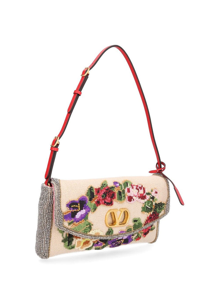 Valentino Garavani Devain Small Shoulder Bag Ric.Garland Beads/Vit.Soft Grain L./A.Br Shoulder Bags - Multicolor | eb0e0970cc1be34ed319fda4b1d2dd7741eb7ddf
