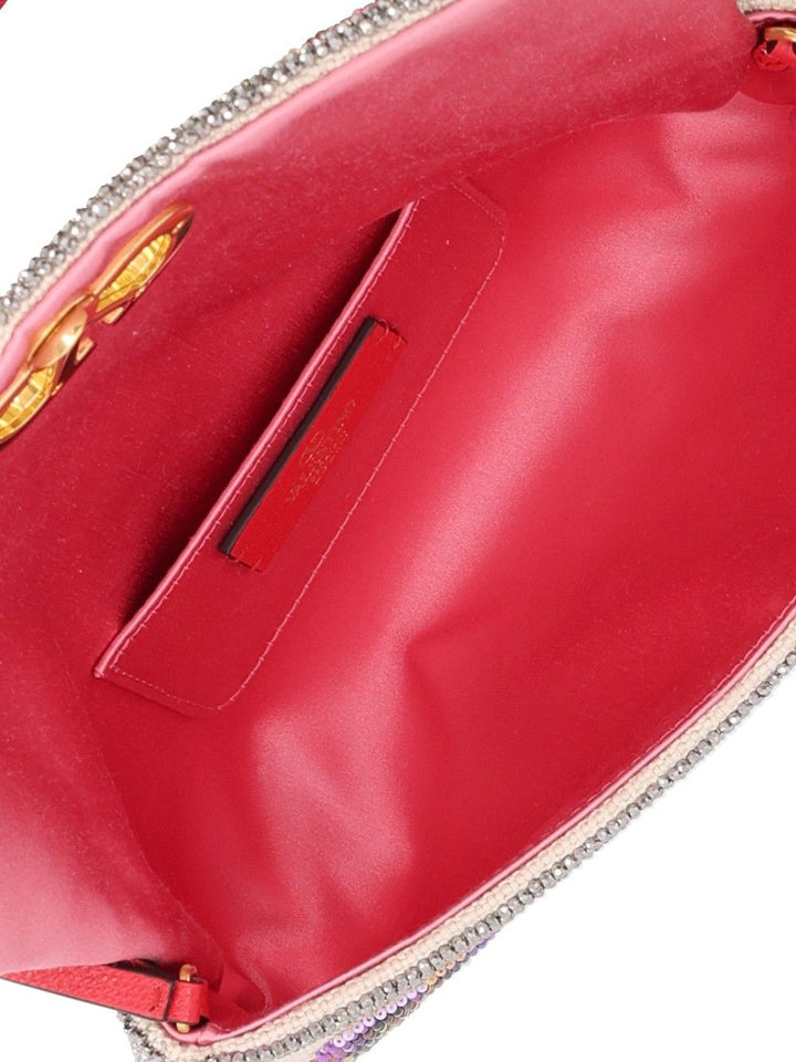 Valentino Garavani Devain Small Shoulder Bag Ric.Garland Beads/Vit.Soft Grain L./A.Br Shoulder Bags - Multicolor | 139b1359da9e6e6979b97fe9ee38cd646f641deb