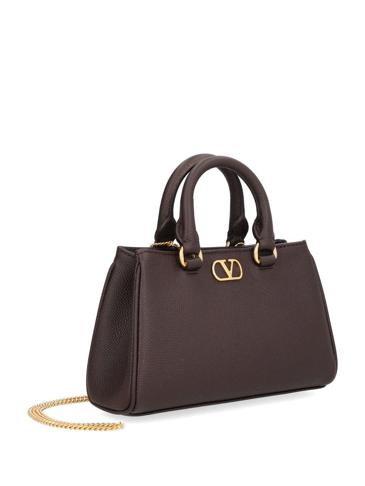 Valentino Garavani Vlogo Signature Mini Bag Vit. Soft Grain/A.Brass Logo Handbags - Brown | b22784976ebdaedbaccf72a654d878c2043106e8