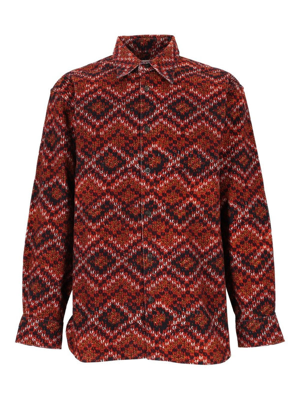 Printed Velvet Shirt Red