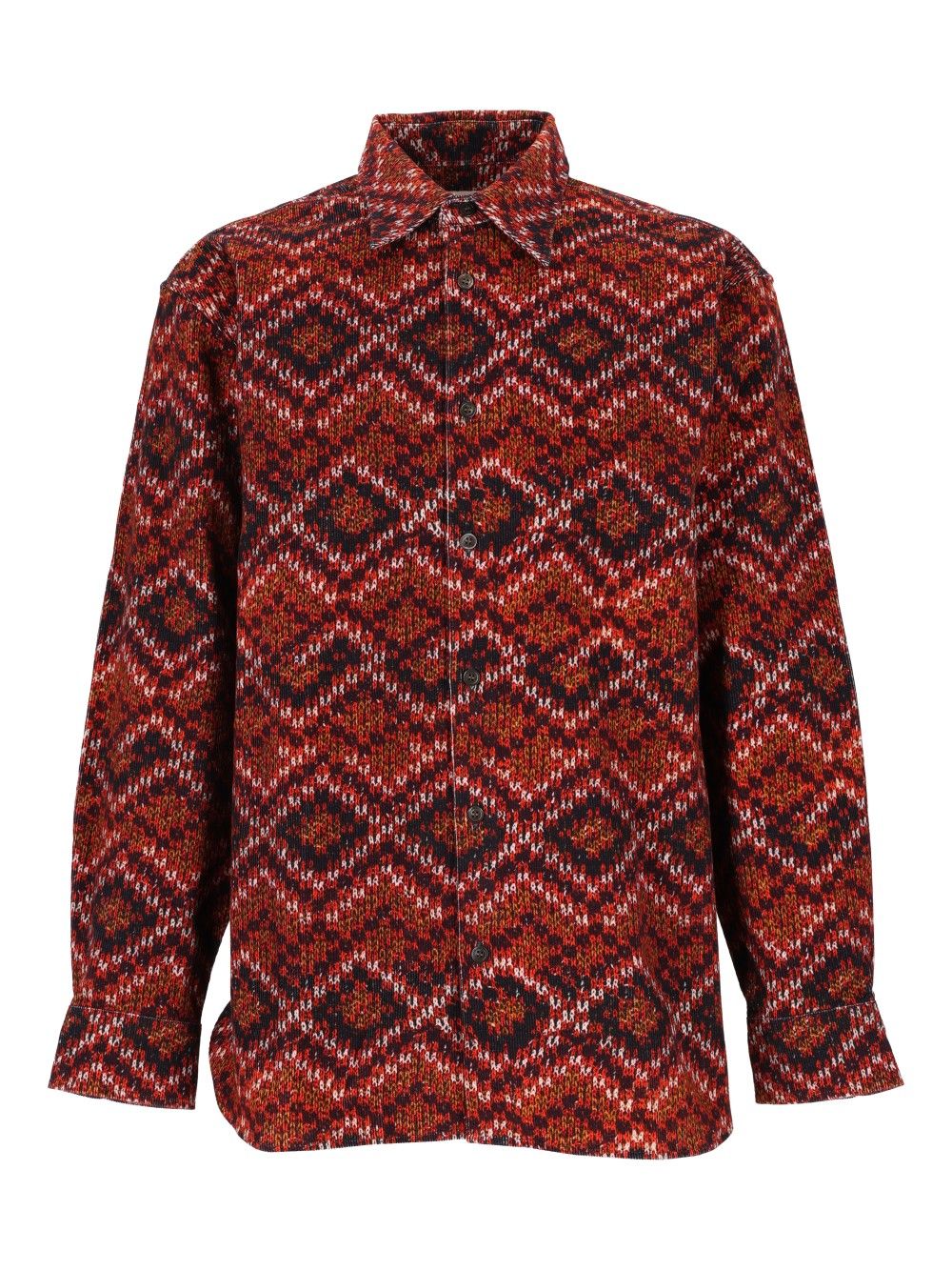 Dries Van Noten Printed Velvet Shirt Shirts - Red | 4e3d303a166fa32b44018efd71decf4e37c3bfa6