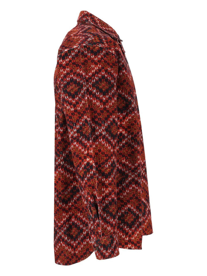 Dries Van Noten Printed Velvet Shirt Shirts - Red | 92a066aba499db7d2c479f747a39ab2eb87d092a