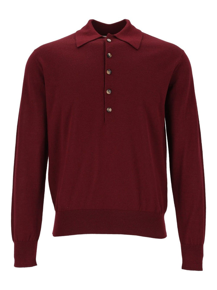 Dries Van Noten Muano Wool Polo Shirt Knitwear - Bordeaux | 58a2a9deca17e3b1e65c1475a25c01eb027581d4