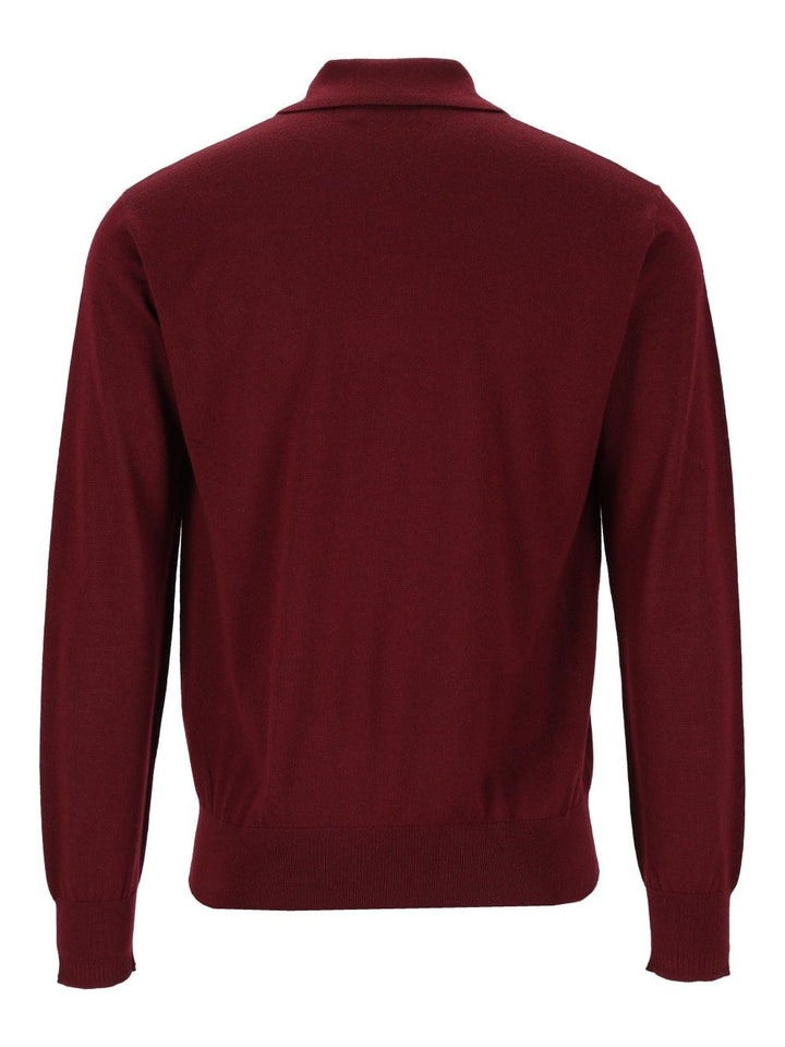 Dries Van Noten Muano Wool Polo Shirt Knitwear - Bordeaux | e7e6e08a783226f876b276cd0987fea077bf1f69