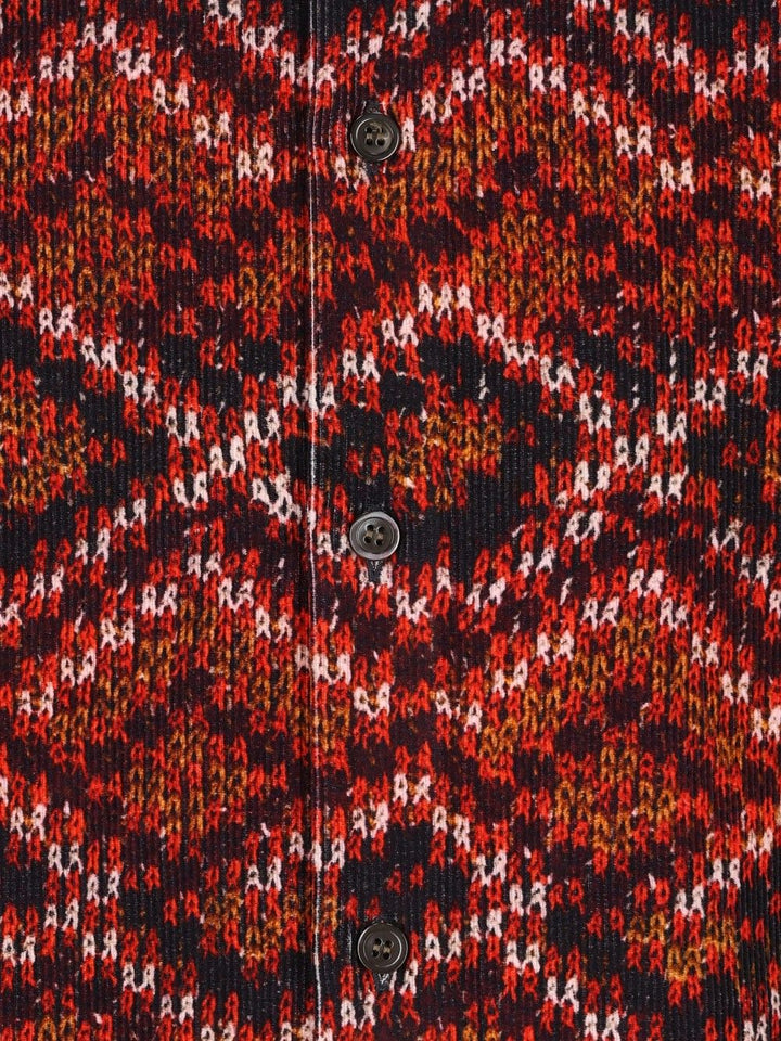 Dries Van Noten Printed Velvet Shirt Shirts - Red | 7e35c25d42bc467e09b6466deb60e1d45eac8153