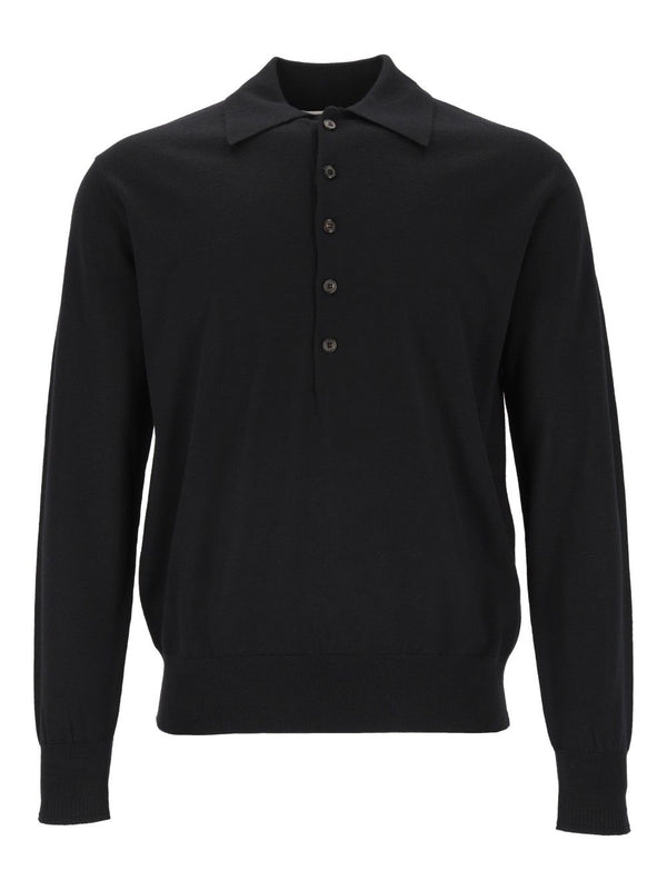 Muano Wool Polo Shirt Knitwear Black