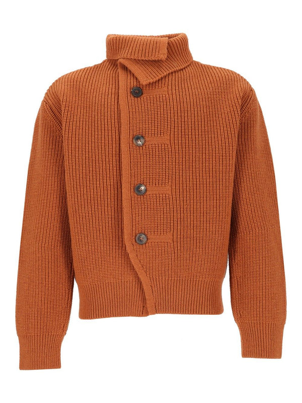 Marino Wool Cardigan Knitwear Yellow