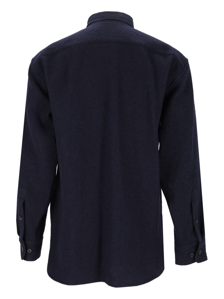 Dries Van Noten Wool Shirt Jacket Shirts - Blue | 2550b7be729be83922c021e79d14bc5e27c0e4d2