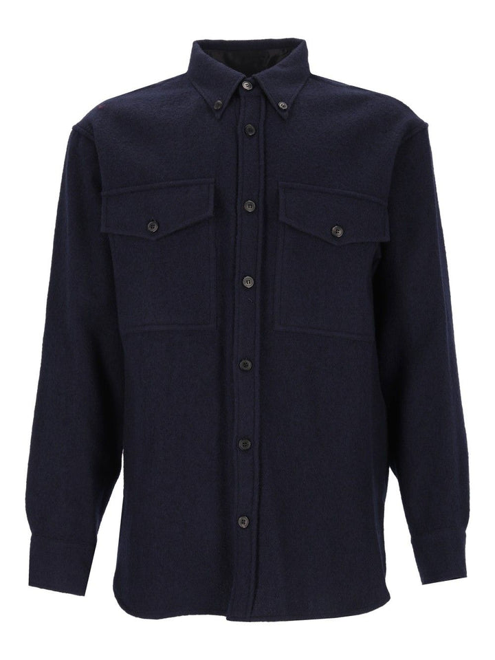 Dries Van Noten Wool Shirt Jacket Shirts - Blue | 310e41c02b0f43185af1e0bf00528a0fd89c7964
