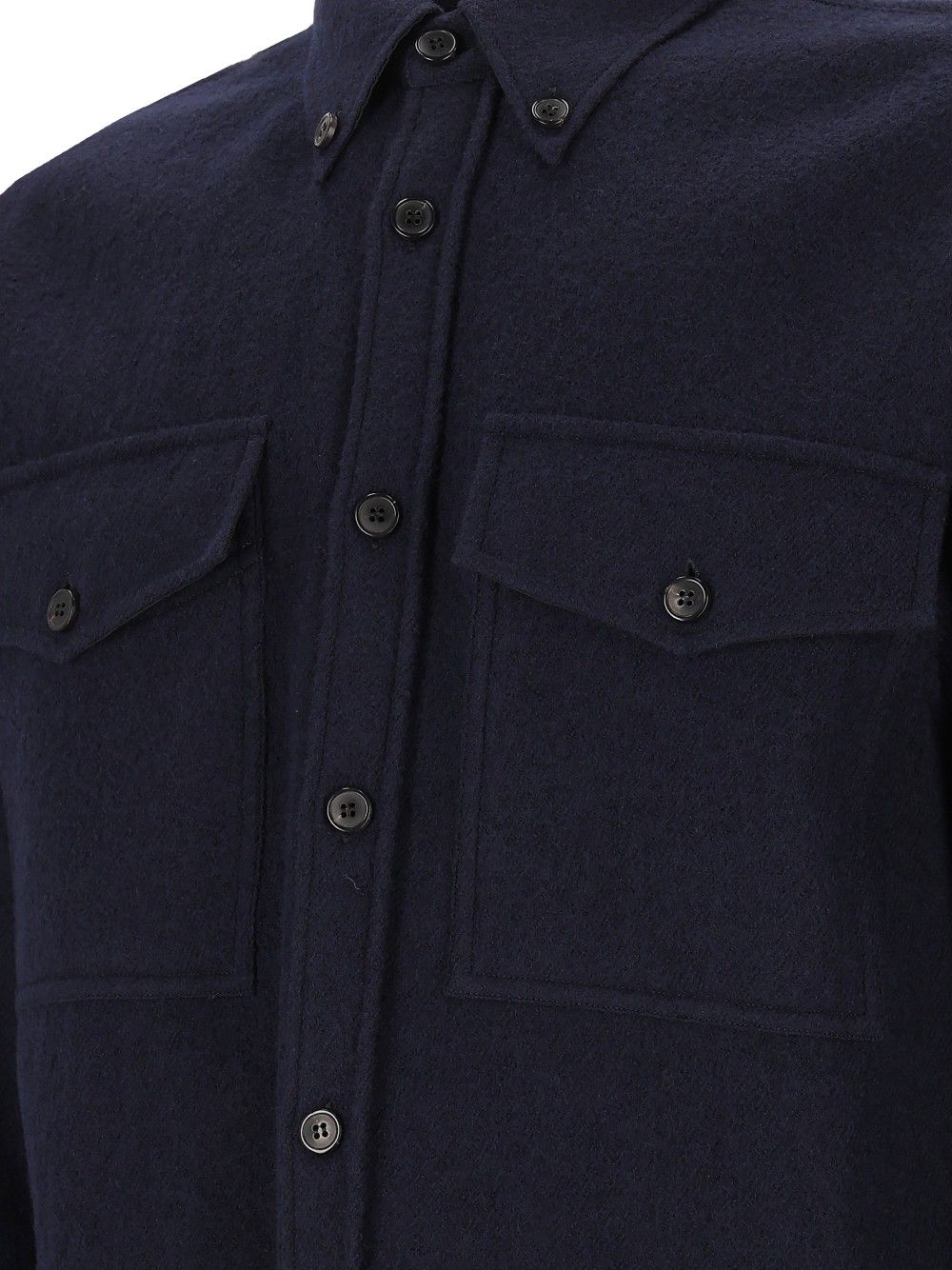 Dries Van Noten Wool Shirt Jacket Shirts - Blue | 53ec6fcaa8860ca682849c23289b6a57dab011f5