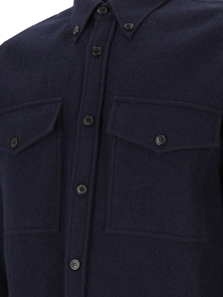 Dries Van Noten Wool Shirt Jacket Shirts - Blue | 53ec6fcaa8860ca682849c23289b6a57dab011f5