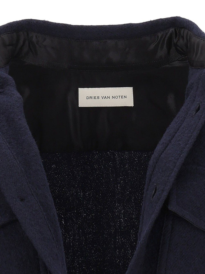 Dries Van Noten Wool Shirt Jacket Shirts - Blue | cacf2aa5ac1c0a8ba192200283e248dbf4ba55f0