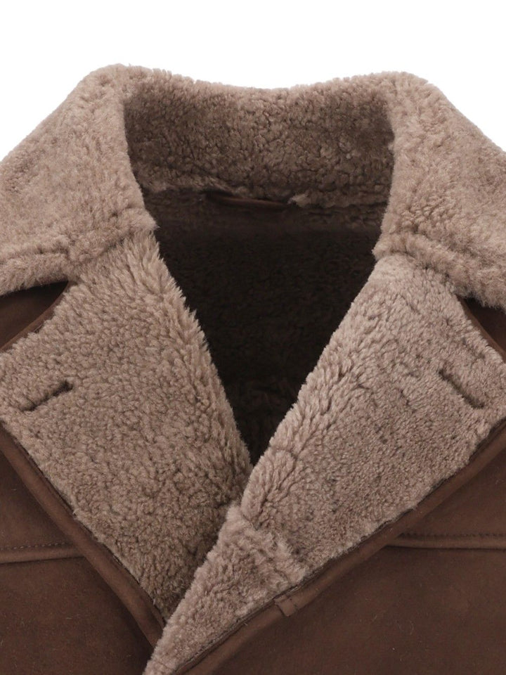 Al Duca D'Aosta Merinillo Leather Sheepskin Jacket Coats - Brown | e97797422a83a872323a45337249bcd564db313b