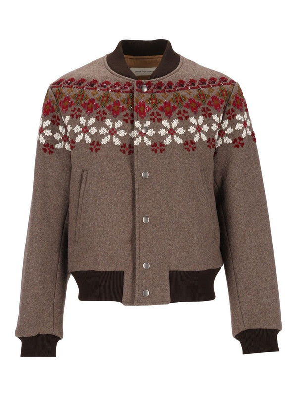 Valtor Collger Jacket With Fair Isle Motif Knitwear Grey