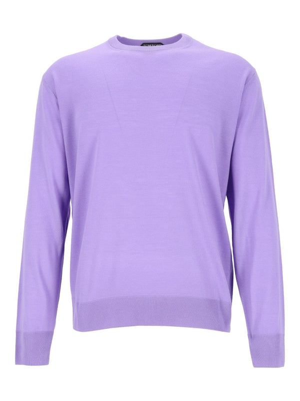 Ultrafine Merino Wool Ls Oversized Crewneck Knitwear Violet