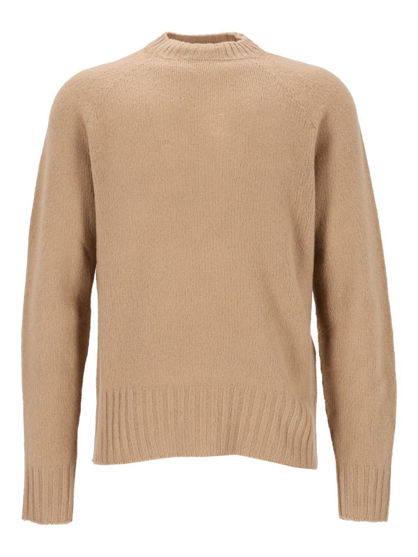 Seamless Brushed Cashmere Ls Crew Neck Knitwear Beige