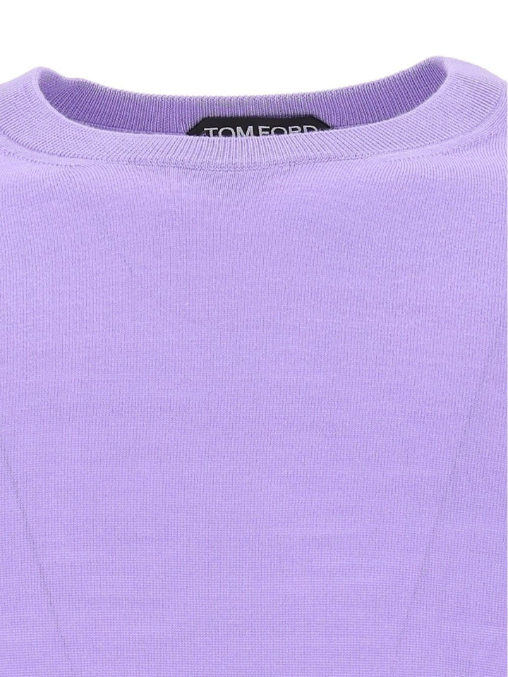 Tom Ford Ultrafine Merino Wool Ls Oversized Crewneck Knitwear - Violet | bb7183ffb44d37f2efac172f3cc5569b33fe4e09