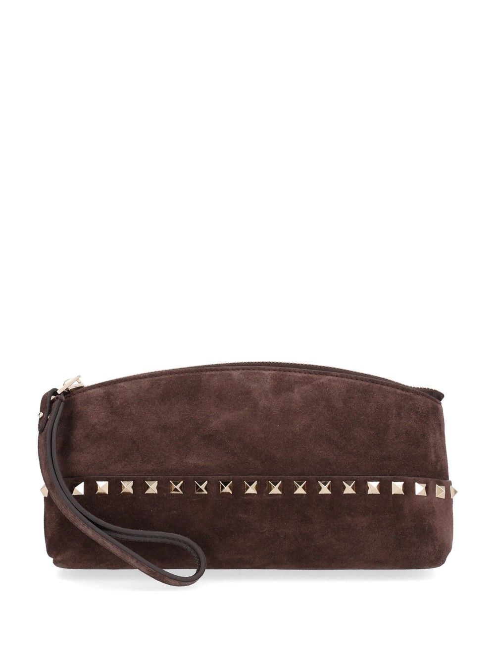 Valentino Garavani Rockstud Pochette Suede S./Platinum Studs Small leather goods - Brown | 1694bc840a7b7bc0eb19cd62a4bfc8cbbee6e0d0
